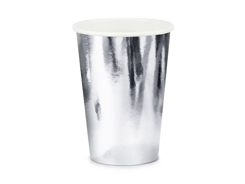 PartyDeco Becher, Papier/Karton – 2,2 dl, Silber – 6 Stk.