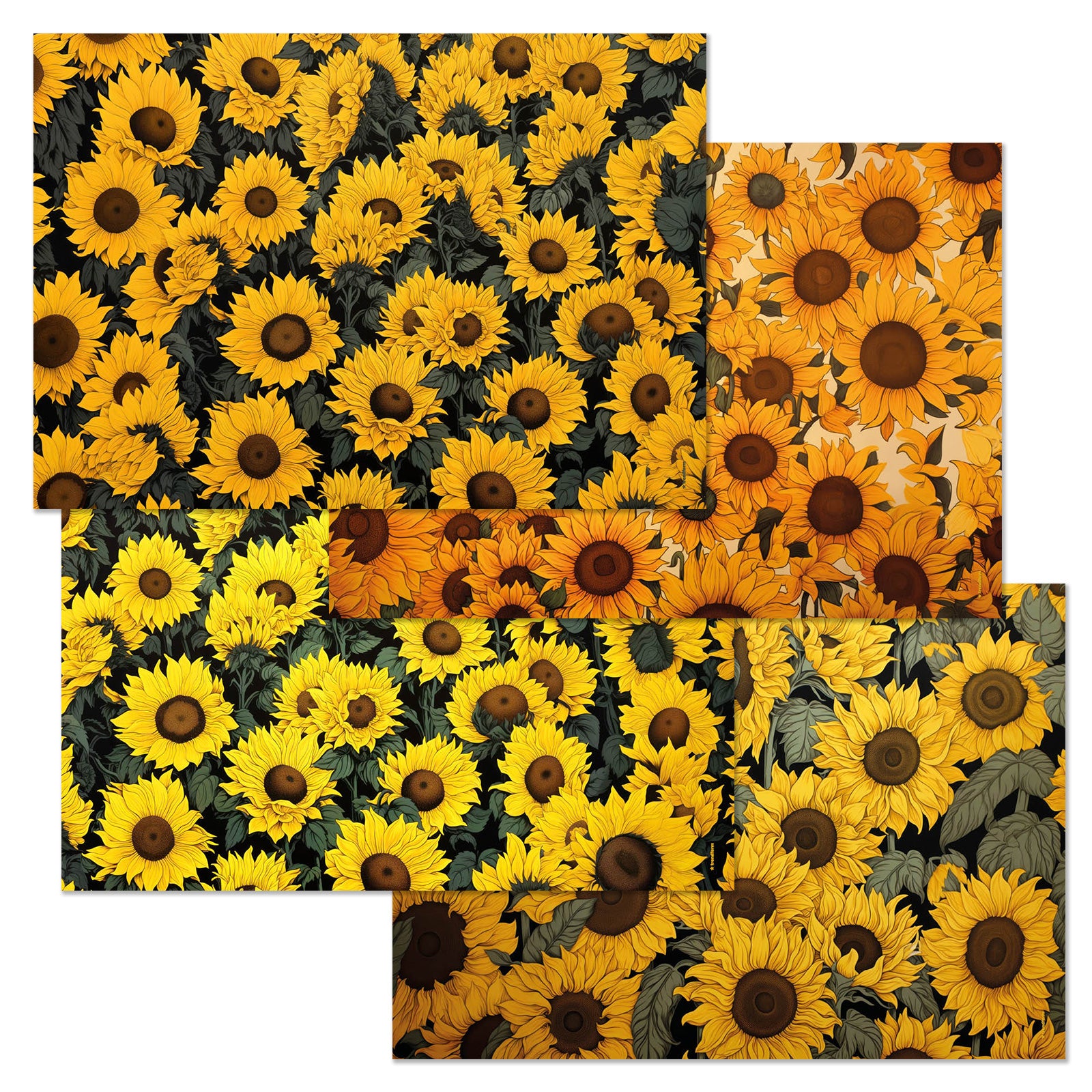 Trendform Tischset – Papier, Sonnenblumen Motiv, 42 × 29,7 cm – 48 Stk.