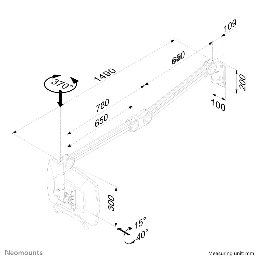 Neomounts FPMA HAW200 – Monitorhalterung, bis 27", VESA 100 × 100 mm, 7 kg, höhenverstellbar, weiss