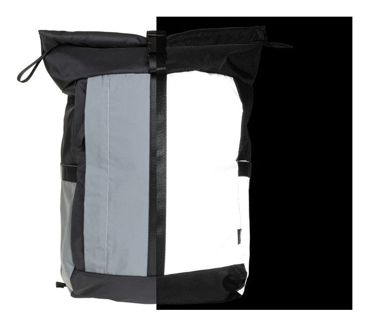 KOOR Notebook-Rucksack Veedi Rolltop Reflective – 22 l, reflektierend, wasserabweisend – Schwarz