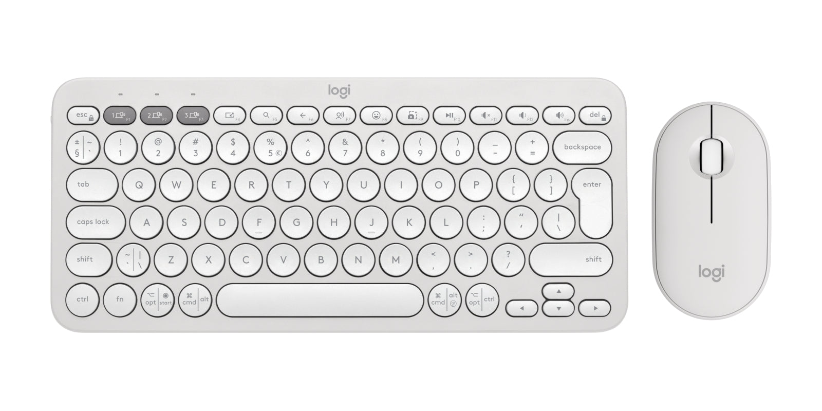 Logitech Pebble 2 Combo – Tastatur, kabellos (Bluetooth/2,4 GHz), US-Layout (EN), Weiss