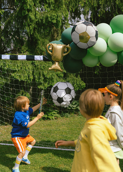 PartyDeco Folienballon Fussball – mehrfarbig – 33 × 33 cm – Folie – 4 Stk