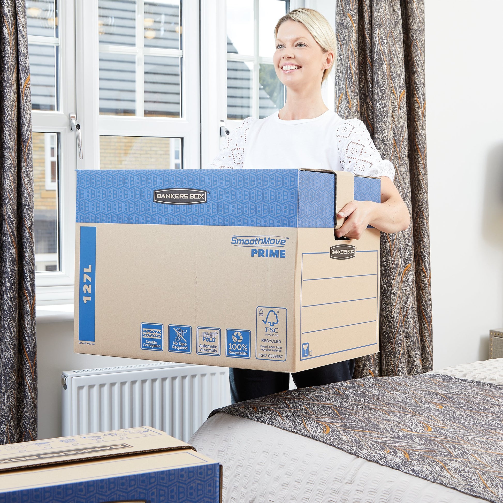 Fellowes R-Kive Umzugsbox 127 l – 480 × 463 × 632 mm, braun, Karton, 5er Pack