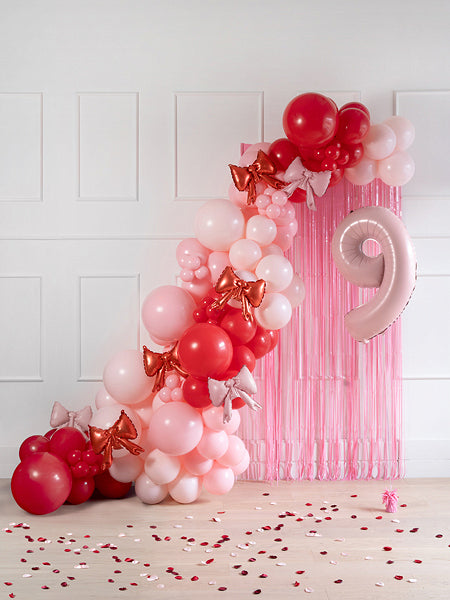PartyDeco Folienballon Schleife – Rot – 25 × 25 cm – 5 Stk