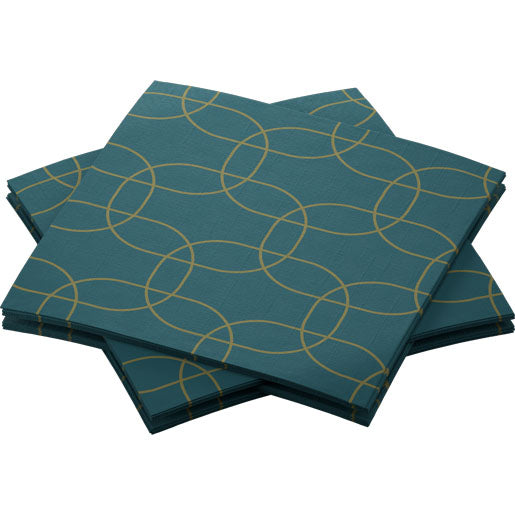 Duni Servietten Golden Deco, blau – 20 × 20 cm, 3-lagig – 180 Stück
