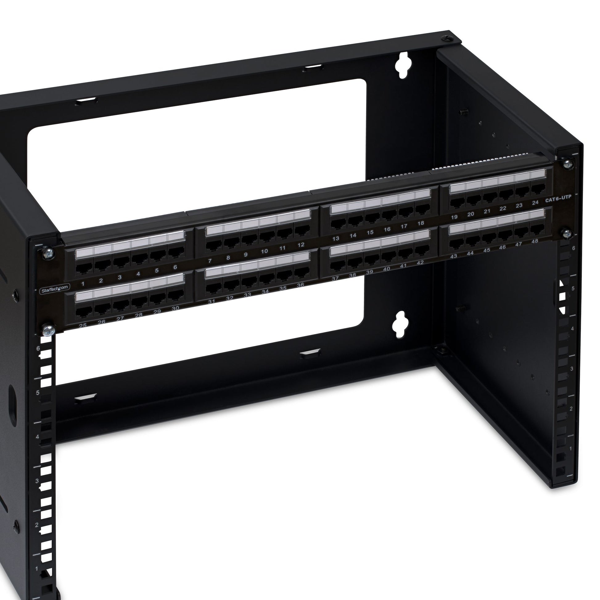 StarTech.com 48-Port Patchpanel – Cat6, 48× RJ-45, Gigabit (1G), 2U, 19", U/UTP, Schwarz