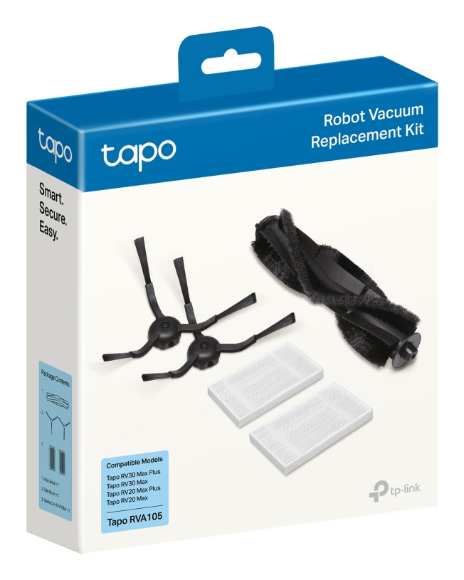 TP-Link Zubehör-Set TAPORVA10 – Hauptbürste, 2× Seitenbürsten, 2× waschbare HEPA-Filter – für Tapo RV30/RV20