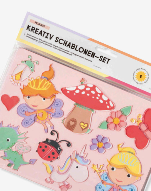 Folia Schablonen-Set – Princess, Kunststoff, Rosa, Set, 6-teilig, zum Basteln