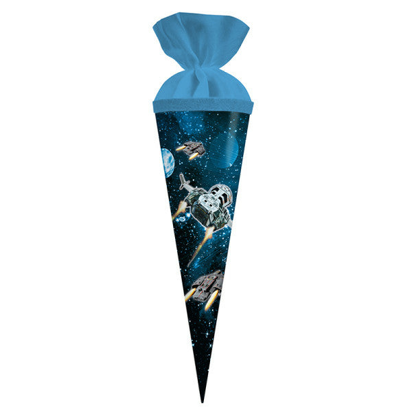 Goldbuch Schultüte ohne Inhalt – Raumschiff – 35 cm, rund, Karton, blau, Tunnelzug, 1er-Pack