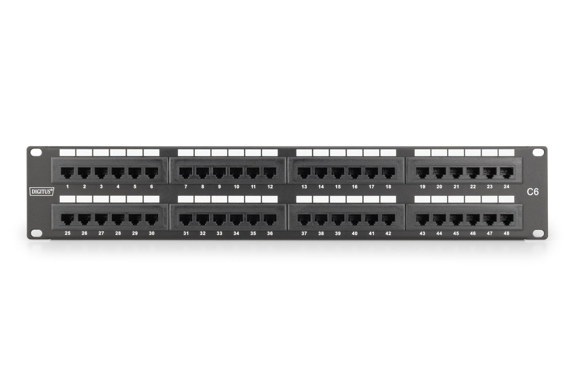Digitus Cat 6 Patchpanel – 48× RJ‑45, Klasse E, UTP, 19", Schwarz
