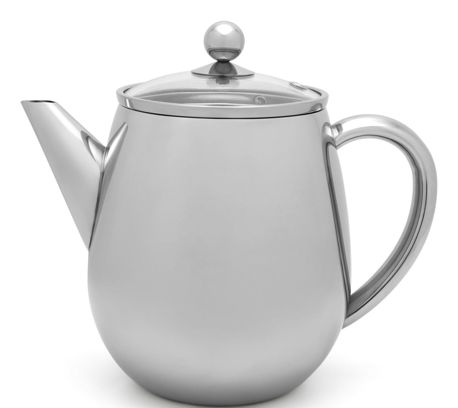 Bredemeijer Teekanne Duet Eva – 1,1 l, 23,0 × 14,5 × 19,5 cm, Edelstahl/Glas, Silber, mit Teefilter