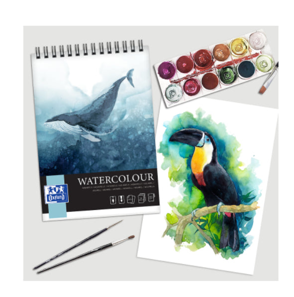 Oxford Aquarellblock – A4 – 300 g/m² – Spiralbindung – Weiss