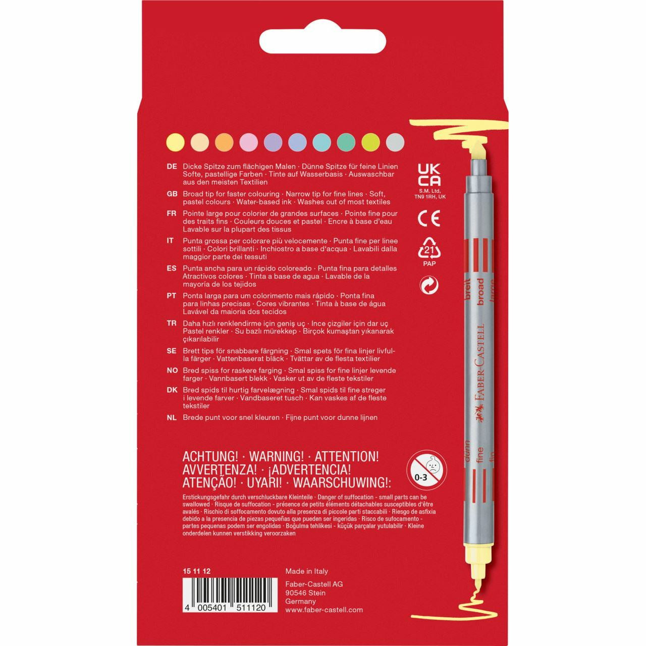 Faber-Castell Filzstift Pastell, Doppelspitze – Rundspitze, auswaschbar, 10 Farben