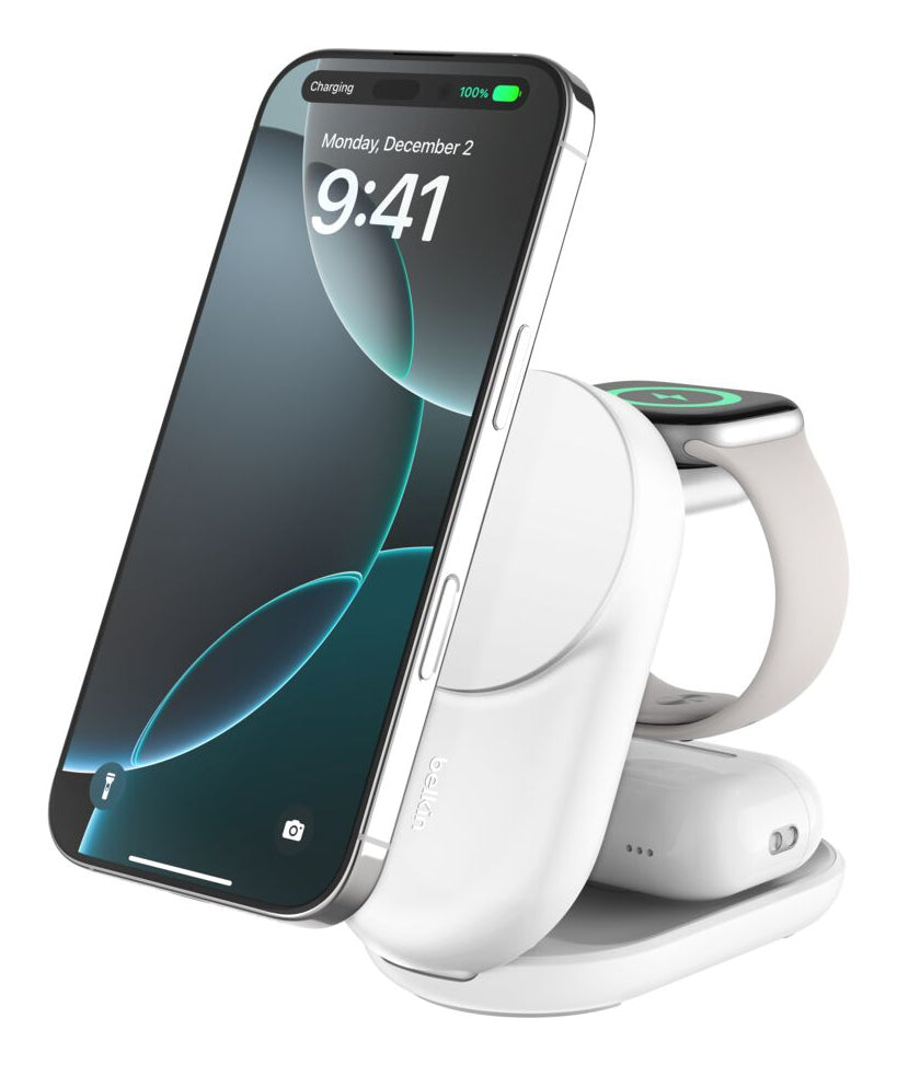 Belkin UltraCharge Ladestation – 25 W, Qi, magnetisch, klappbar, 3-in-1