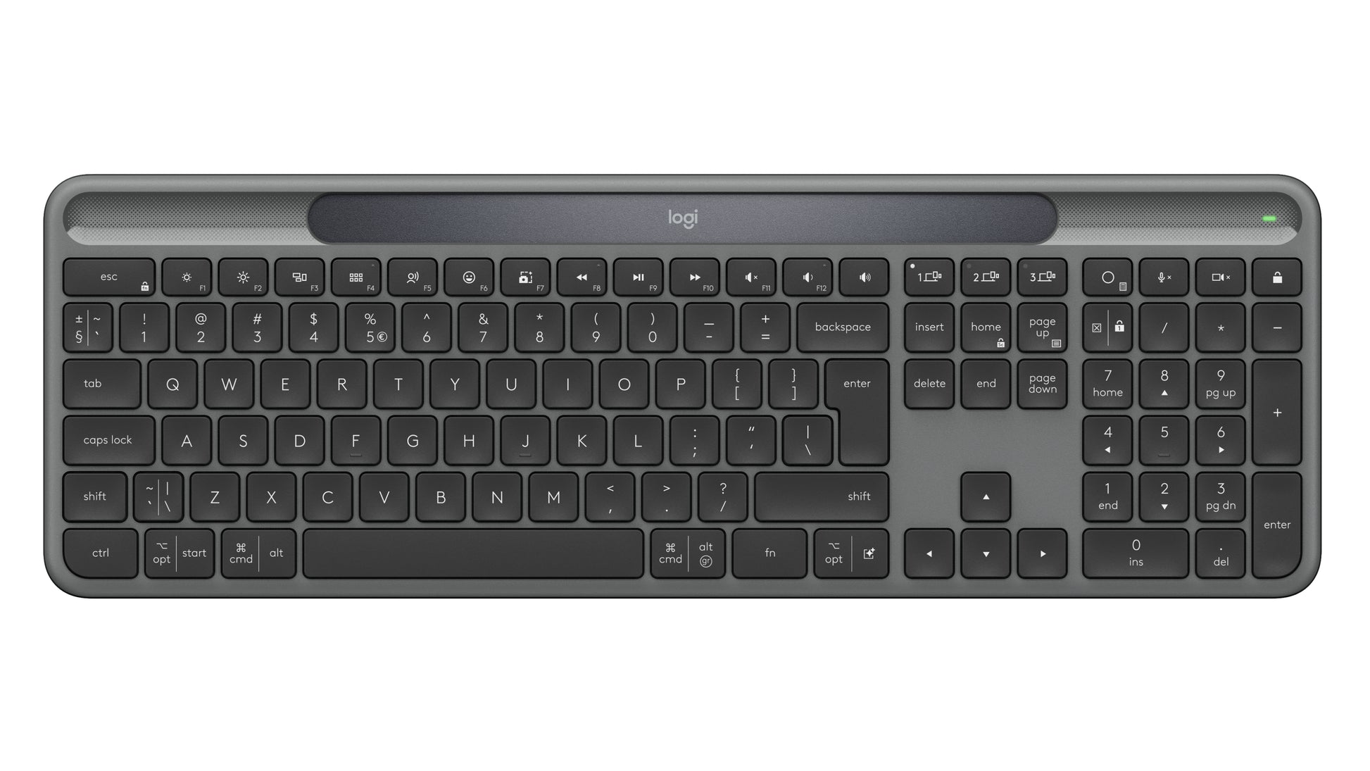 Logitech Signature Slim Solar+ K980 – Tastatur – Bluetooth & 2,4 GHz – QWERTY (UK-INT) – Graphit