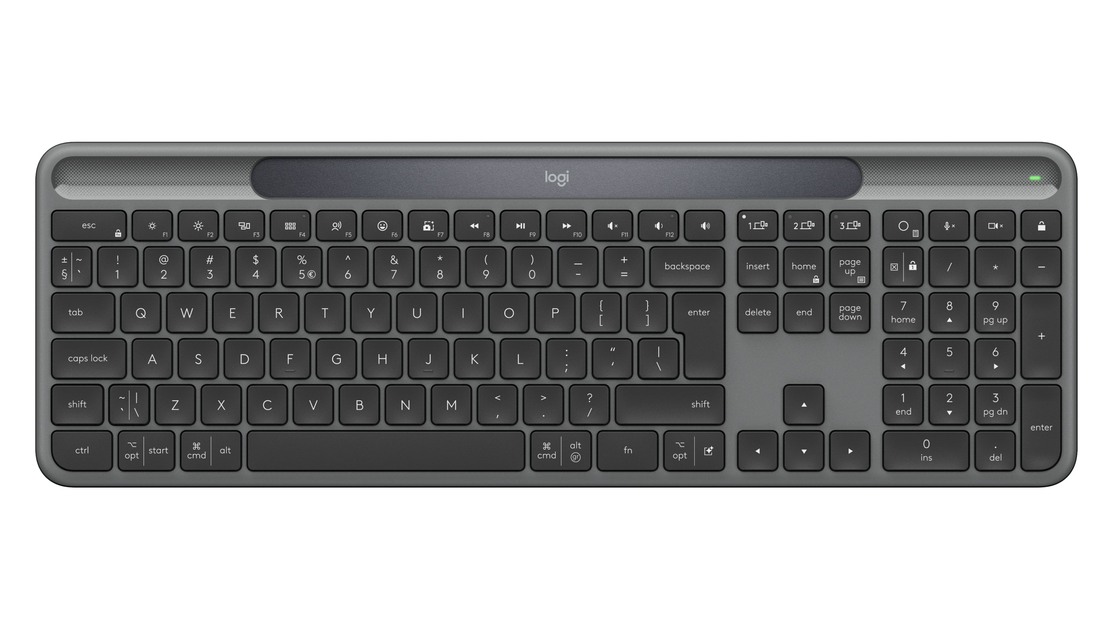 Logitech Signature Slim Solar+ K980 – Tastatur – Bluetooth & 2,4 GHz – QWERTY (UK-INT) – Graphit