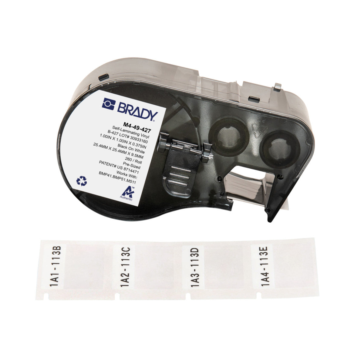 Brady M4-49-427 – Etiketten (Rolle) 25 × 25 mm – Vinyl, matt – permanent haftend – 260 Etiketten/Rolle