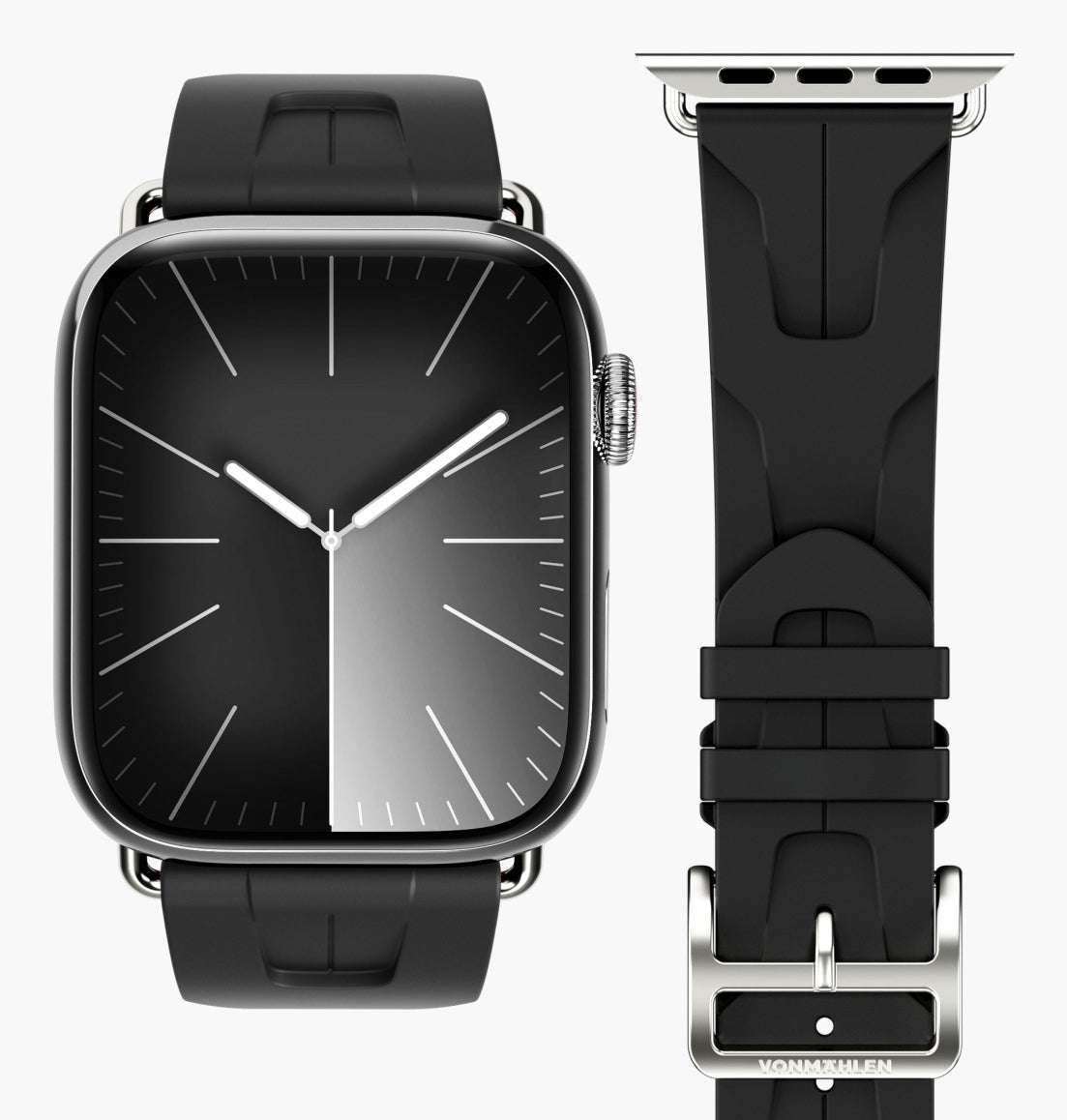 Vonmählen A. R. Exclusive Band – Silikon-Band, Schwarz, für Apple Watch 40/41/42 mm