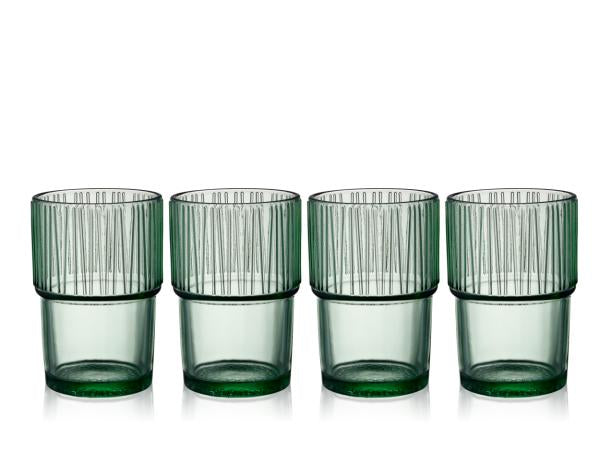 BITZ Latte Macchiato Becher Kusintha – 4er Set, 380 ml, Glas, Grün, spülmaschinenfest