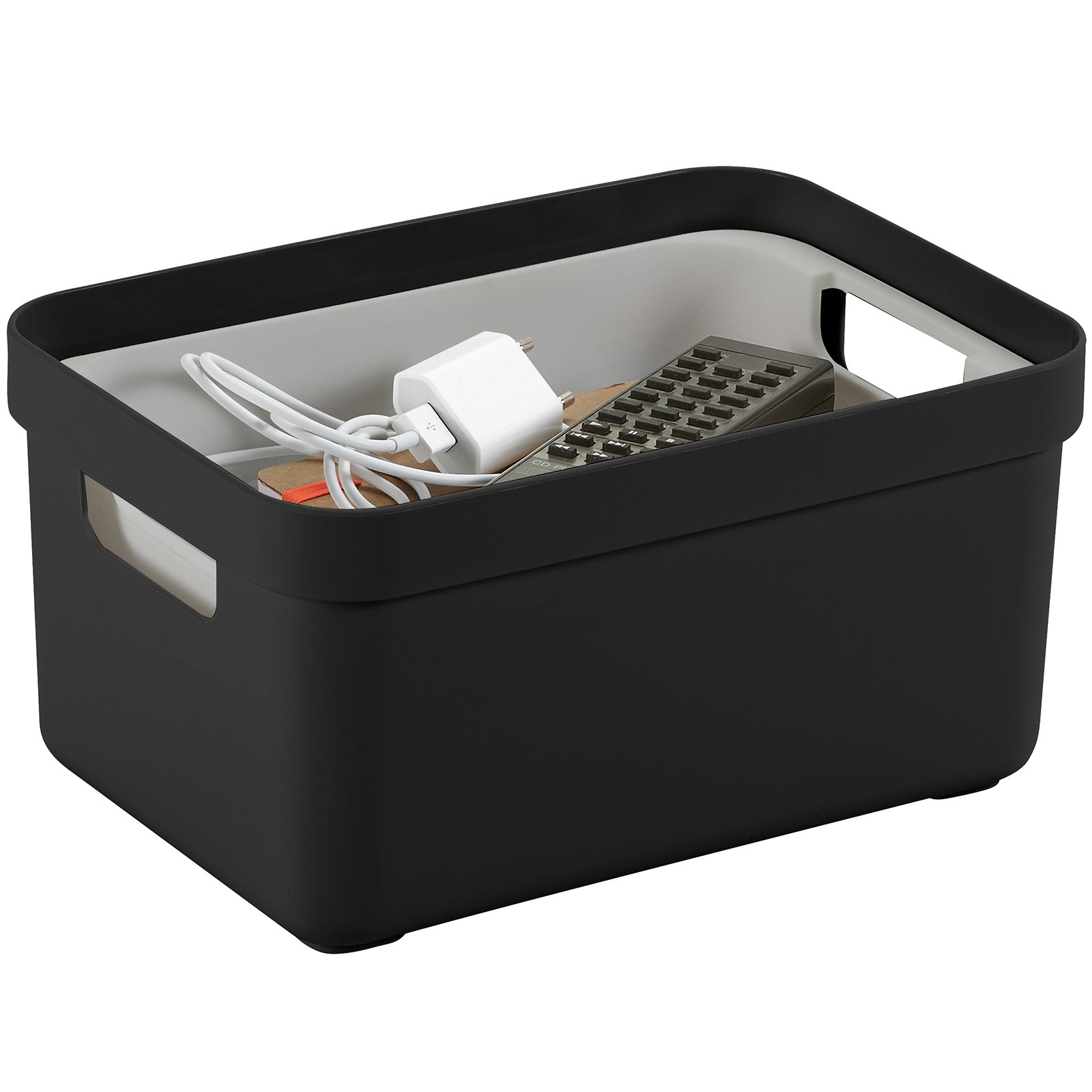 Sigma home Aufbewahrungsbox 5 L (ohne Deckel) – Kunststoff – Schwarz – stapelbar – 252 × 122 × 180 mm