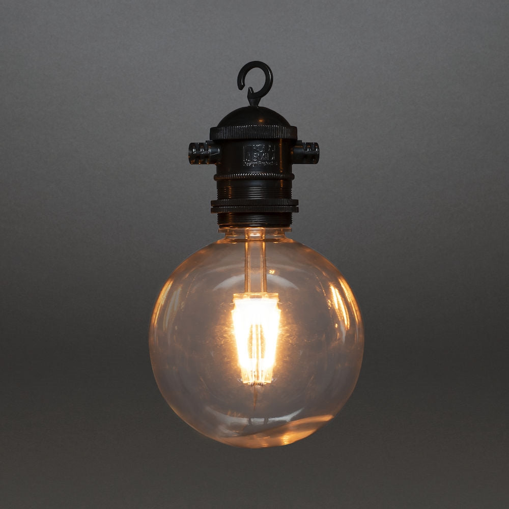 Konstsmide Lichterkette – 14,5 m – 46 lm, 7 W – Bernstein, 1800 K – IP44 – Solarbetrieb – Schwarz, Kunststoff