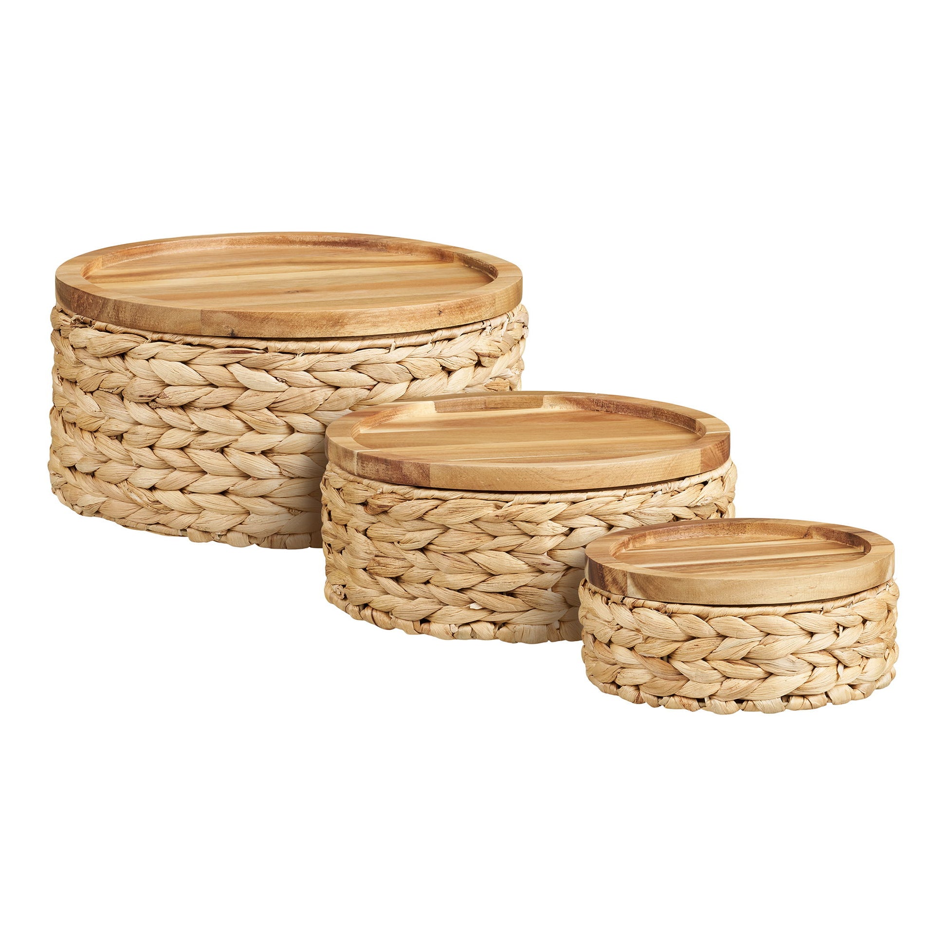 House Nordic Aufbewahrungskorb 3er Set – Wasserhyazinthe – Beige – 300 × 150 × 300 mm