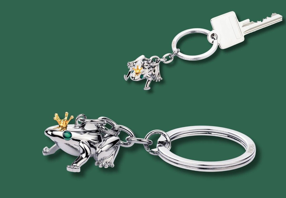 TROIKA Schlüsselanhänger Froschkönig – Metall, Silber, 35 × 78 × 20 mm