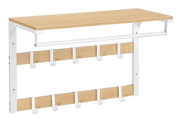 Vasagle Wandgarderobe mit Ablage, Spanplatte/Stahl, Braun, 65 × 30 × 42 cm