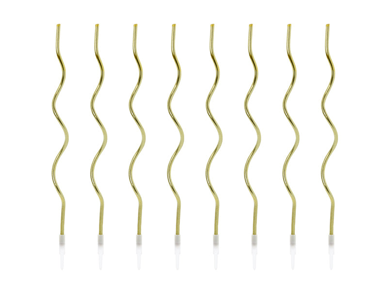 PartyDeco Geburtstagskerzen – Gold – 14 cm – 8 Stk – gedreht