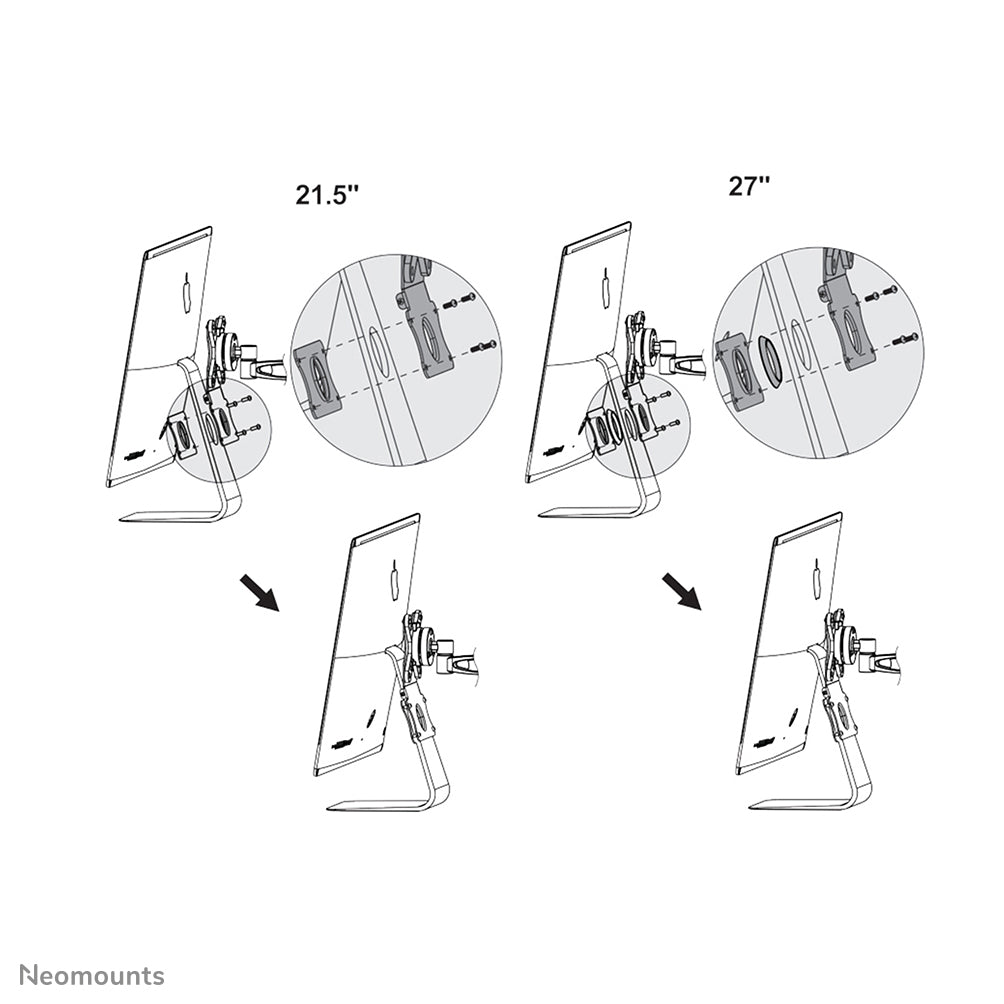 Neomounts VESA-Adapterplatte – VESA 75×75/100×100 mm – bis 15 kg/Monitor – für Apple iMac (2012-2020)