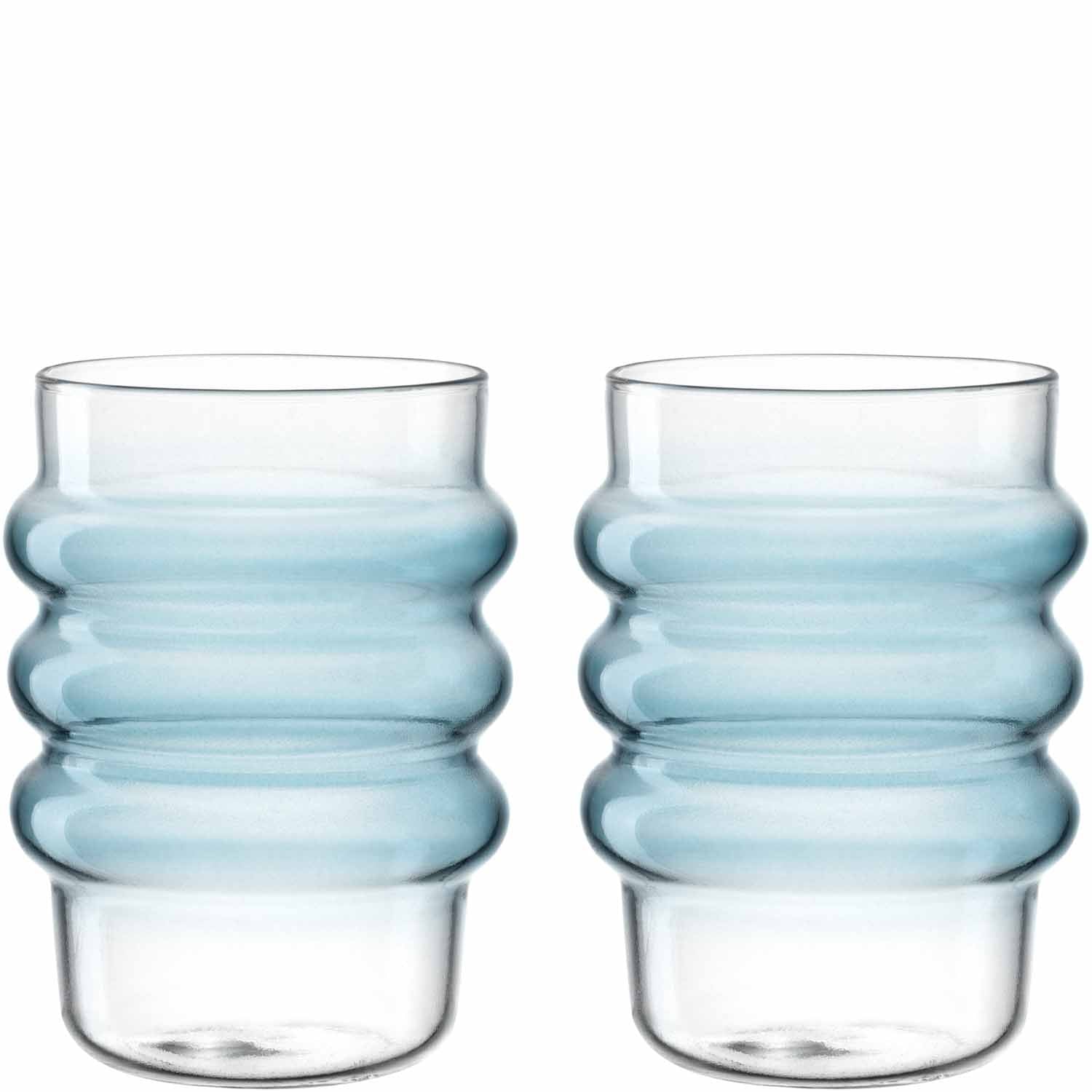 LEONARDO Trinkglas – 2er Set, 440 ml, Ø 7,4 cm, H 12,1 cm, Borosilikatglas, Blau, spülmaschinenfest