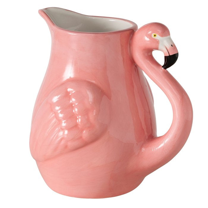 Boltze Flamingo Karaffe – 1,5 l, 15,0 × 19,5 × 20,0 cm, Keramik, Rosa, mit Griff