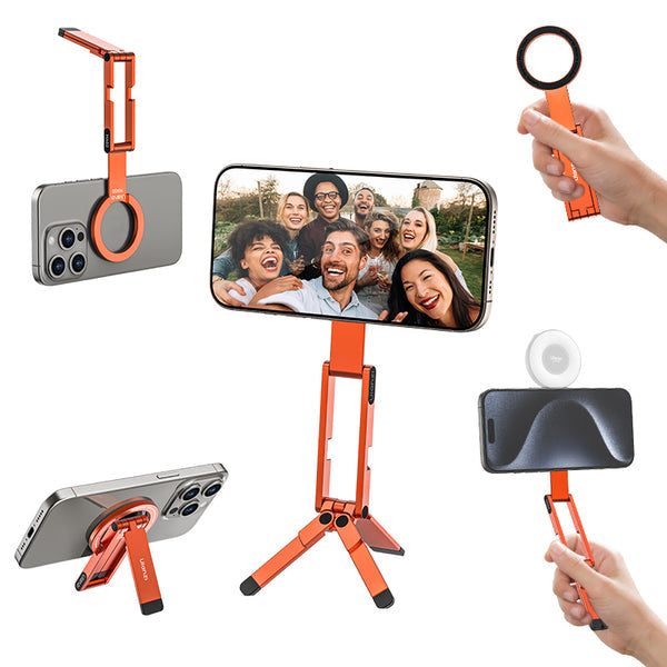 Ulanzi Tischständer, faltbar, MagSafe – für MagSafe-fähige Smartphones – Orange, Aluminium/Silikon