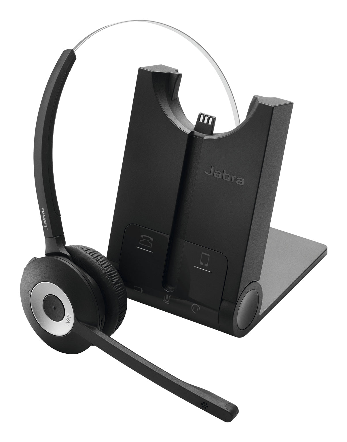 Jabra Pro 925 Mono Office-Headset – On-Ear, BT, mit Ladestation, für Tischtelefon und Mobiltelefon, Schwarz