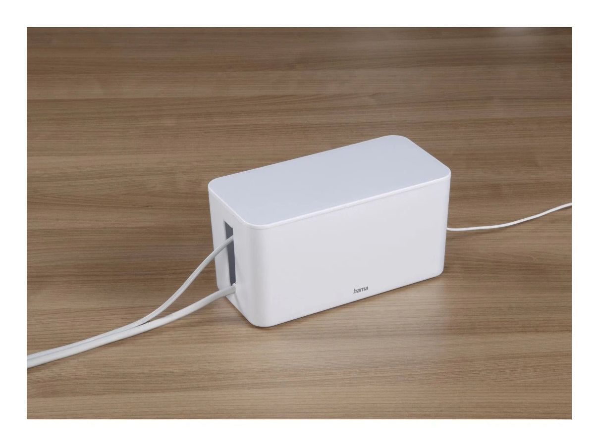 Hama Kabelbox – 230 × 118 × 115 mm, Kunststoff, Weiss, für Kabel bis Ø 15 mm