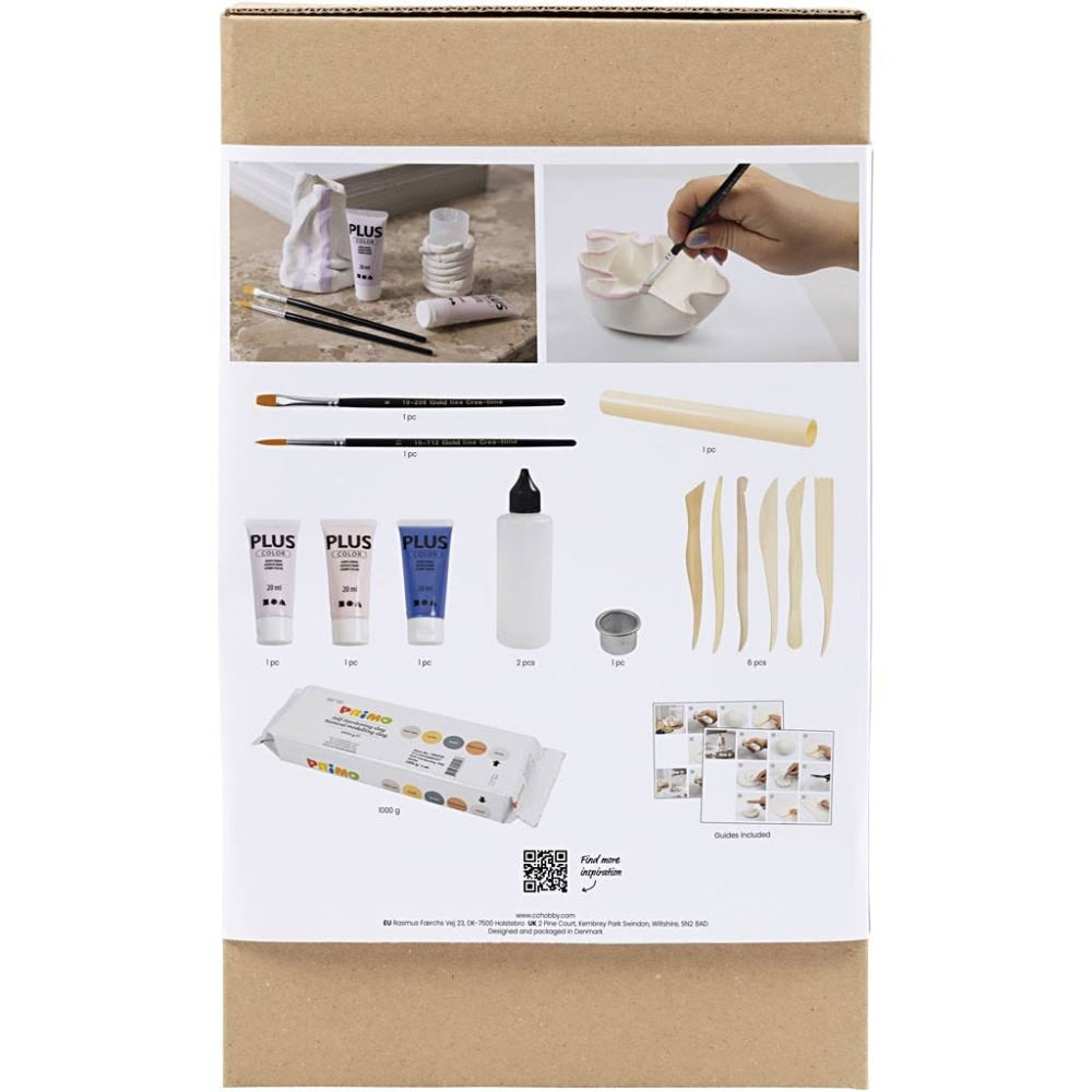 Creativ Company Knete-/Modelliermasse-Set Vase und Schale – Ton, lufttrocknend – mehrfarbig