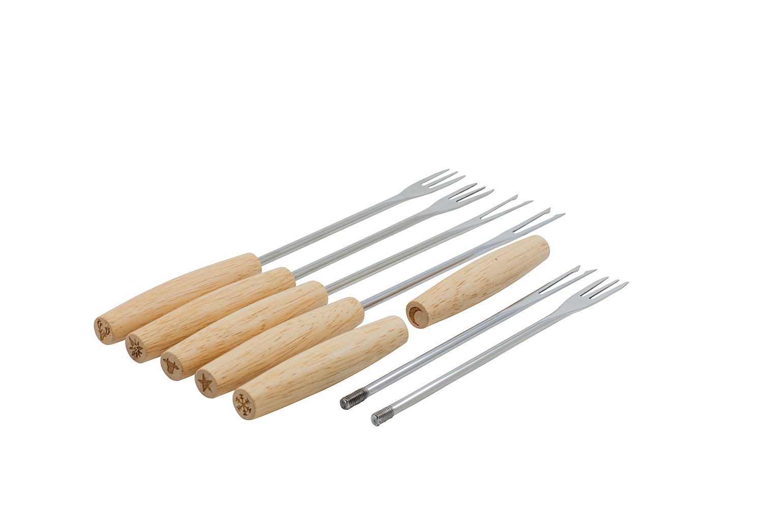 Kadastar Fonduegabeln – 18 Stk., 26,0 cm, Edelstahl, Holzgriff, Braun, FSC, für Käsefondue