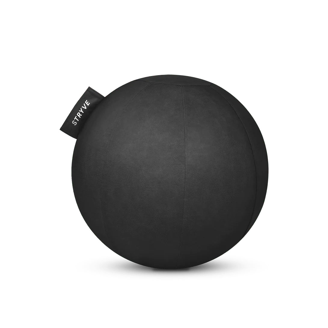 Stryve Active Ball Lederstoff Balancekissen – Ø 65 cm, Baumwolle, Schwarz