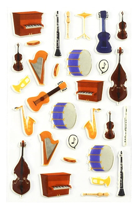 Clairefontaine Sticker, Instrumente, 1 Bogen, 7,5 × 12 cm