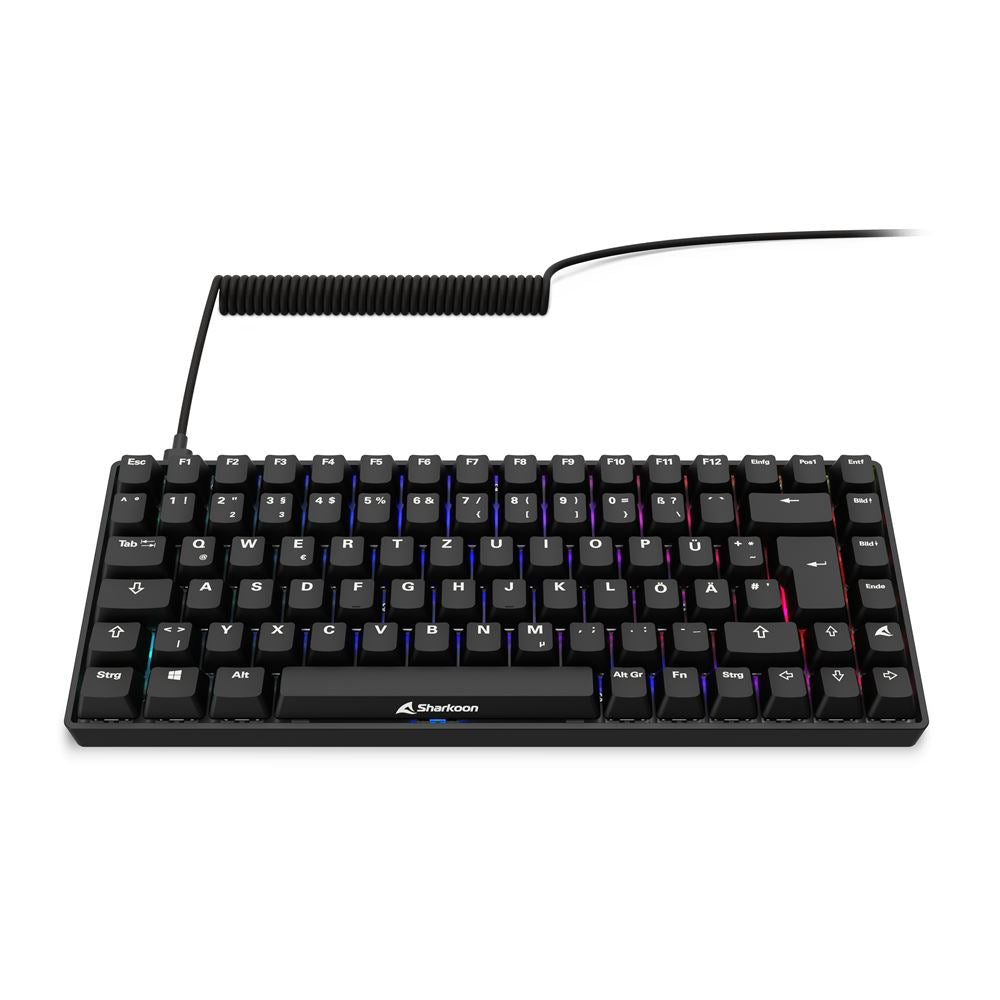 Sharkoon SGK50 S3 PBT – Gaming-Tastatur 75% – Mechanisch, RGB – Verkabelt USB-A – QWERTZ (DE) – Schwarz