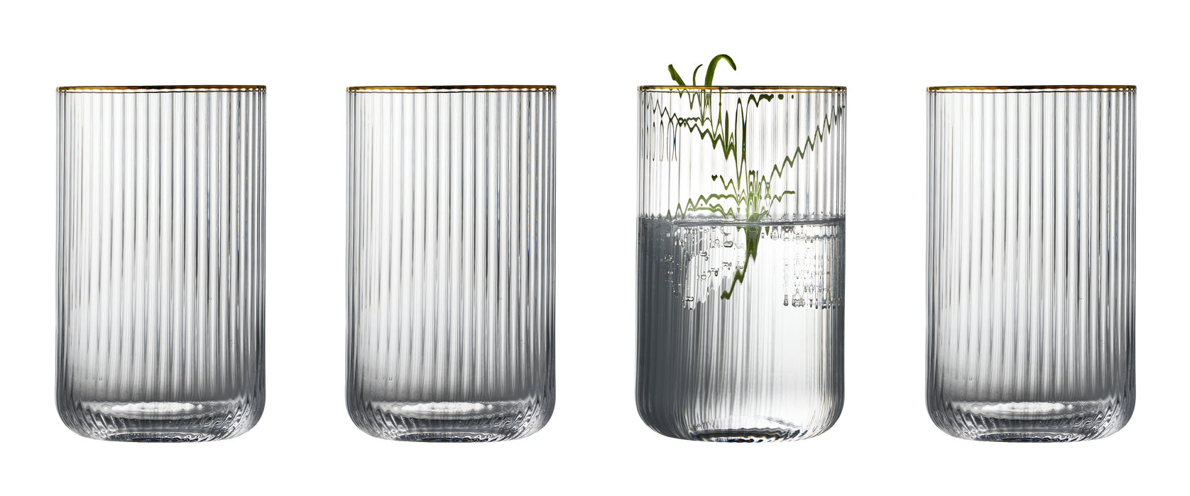 Lyngby Glas Trinkglas Palermo Gold – 4er Set, 500 ml, Ø 7,5 cm, Glas, Gold