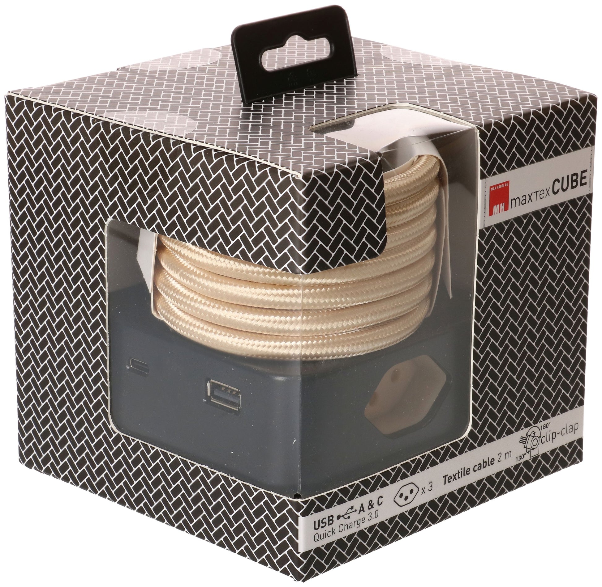 Max Hauri AG Max Hauri Cube Steckdosenleiste T13×3 – USB‑C×1, USB‑A×1 – 2 m Kabel