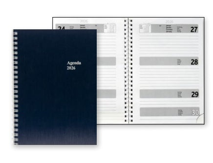 Simplex Agenda – 1 Woche/2 Seiten, Spiralbindung, A5, Jan–Dez, mehrsprachig, Blau, FSC