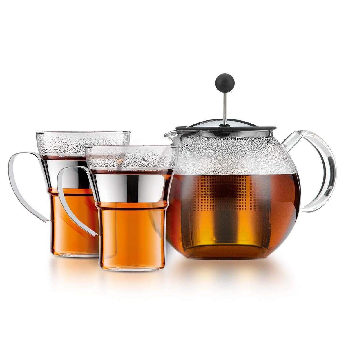 Bodum Teekannenset K1801-16CAR – 3-teiliges Set, 1 l, Borosilikatglas, transparent, mit Edelstahlfilter