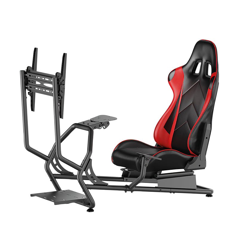 LogiLink Cockpit Racing-Simulator mit Monitorhalterung – 131 × 72 × 110 cm, 100 kg, Schwarz/Rot