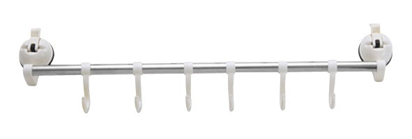 Eurotrail ETKW8046 Wandgarderobe 6 Haken – Edelstahl – Weiss – 425 × 45 × 83 mm