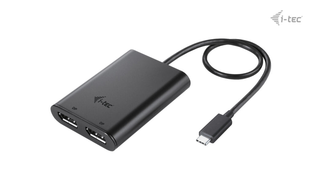 i-tec USB-C zu 2× DisplayPort Adapter – 2× 4K (3840 × 2160) @ 60 Hz / 8K (7680 × 4320) @ 30 Hz, 0,3 m, Schwarz