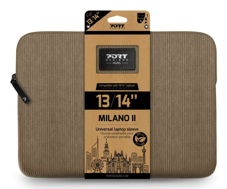 Port Designs MILANO II ECO Notebook-Schutzhülle für Notebooks bis 14" – Braun