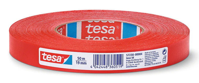 TESA Gewebeband/Gaffa – 19 mm × 50 m, rot, reissfest, wetterfest, 1 Stück