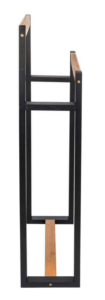 WENKO Handtuchständer Braidi – 2 Arme, 55×20×89,5 cm, Bambus, Schwarz/Natur